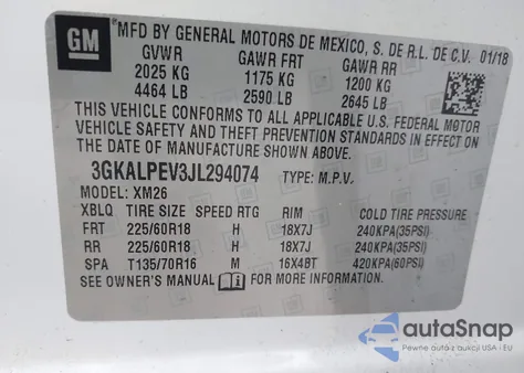 2018 GMC Terrain Slt из США, поврежденный, VIN 3GKALPEV3JL294074